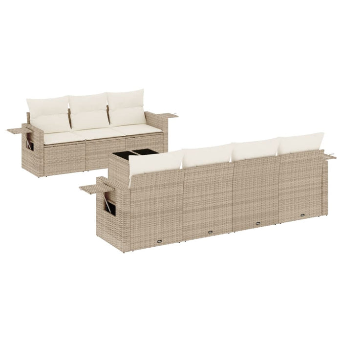 Set Divano da Giardino 8 pz con Cuscini Beige in Polyrattan 3219927