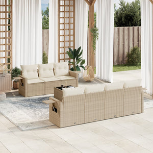 Set Divano da Giardino 8 pz con Cuscini Beige in Polyrattan 3219927