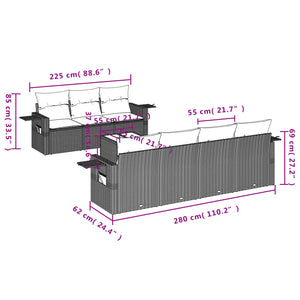 Set Divano da Giardino 8 pz con Cuscini Grigio in Polyrattan 3219929