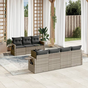 Set Divano da Giardino 8 pz con Cuscini Grigio in Polyrattan 3219929