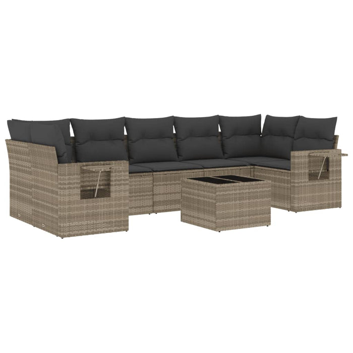 Set Divano da Giardino 8pz con Cuscini Grigio Chiaro Polyrattan 3219941