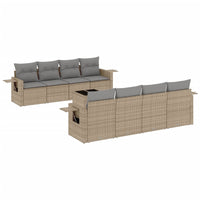 Set Divano da Giardino 9 pz con Cuscini Beige in Polyrattan 3219948