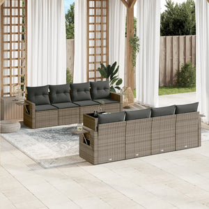 Set Divano da Giardino 9 pz con Cuscini Grigio in Polyrattancod mxl 114562