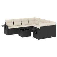 Set Divani da Giardino 9 pz con Cuscini Nero in Polyrattancod mxl 90868