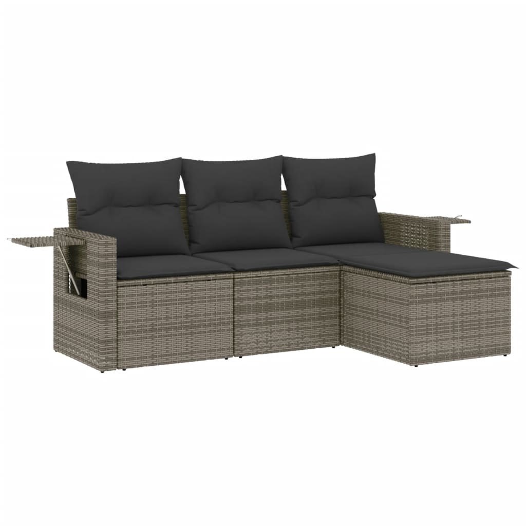 Set Divani da Giardino 4 pz con Cuscini in Polyrattan Grigio 3220069