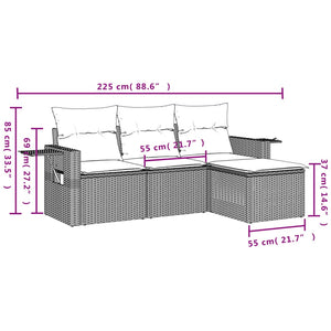 Set Divani da Giardino 4 pz con Cuscini in Polyrattan Grigio 3220069