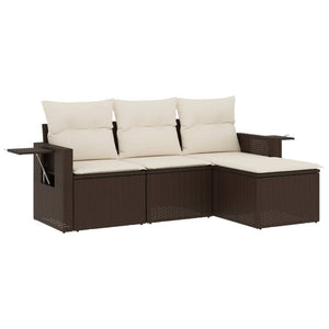 Set Divano da Giardino 4 pz con Cuscini Marrone in Polyrattancod mxl 91571