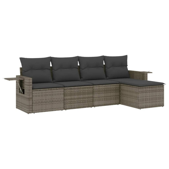 Set Divano da Giardino 5 pz con Cuscini Grigio in Polyrattan 3220089