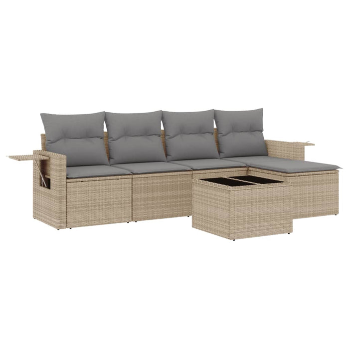 Set Divano da Giardino 6 pz con Cuscini Beige in Polyrattan 3220098