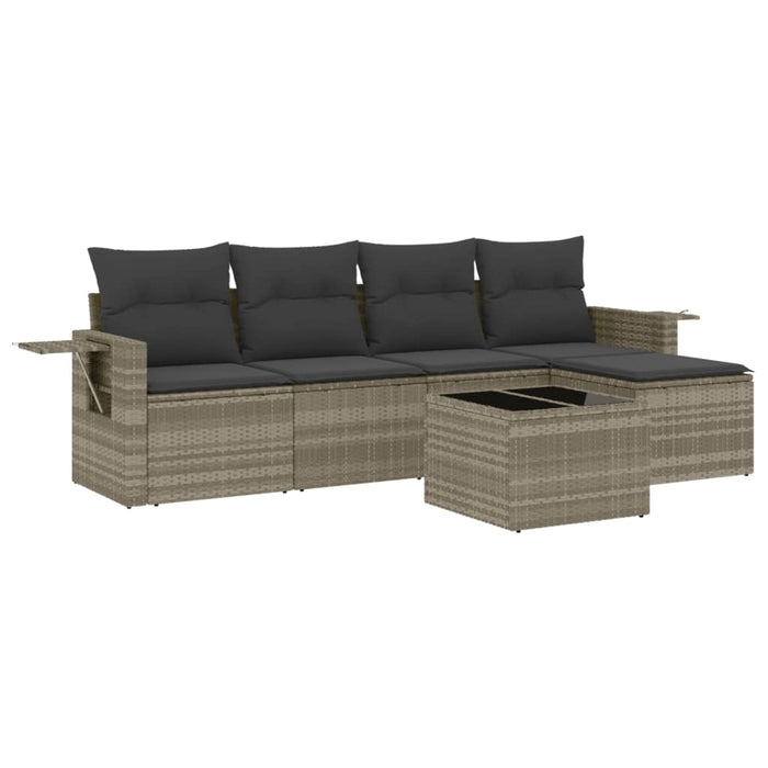 Set Divano da Giardino 6pz con Cuscini Grigio Chiaro Polyrattan 3220101