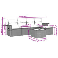 Set Divano da Giardino 6pz con Cuscini Grigio Chiaro Polyrattan 3220101