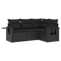 Set Divani da Giardino 4 pz con Cuscini Nero in Polyrattan 3220104