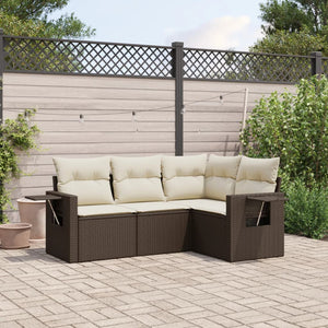 Set Divano da Giardino 4 pz con Cuscini Marrone in Polyrattan 3220112