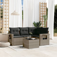 Set Divano da Giardino 5 pz con Cuscini Grigio in Polyrattan 3220119