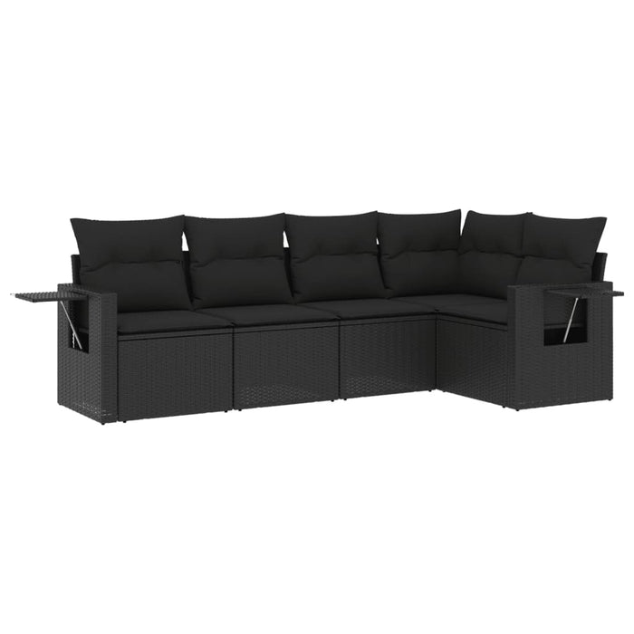 Set Divani da Giardino 5 pz con Cuscini in Polyrattan Nero 3220124