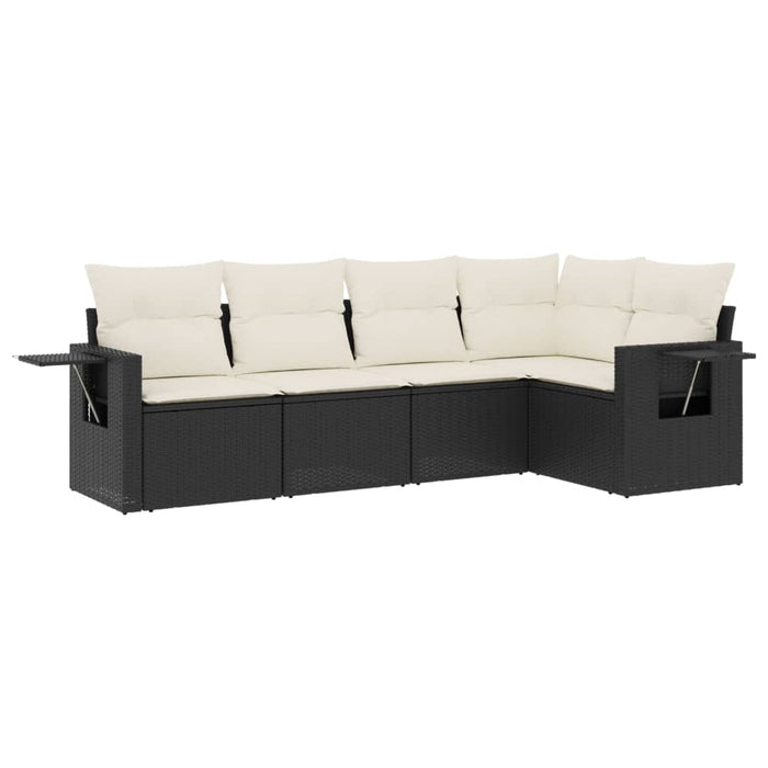 Set Divani da Giardino 5 pz con Cuscini in Polyrattan Nero 3220125