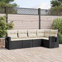 Set Divani da Giardino 5 pz con Cuscini in Polyrattan Nero 3220125