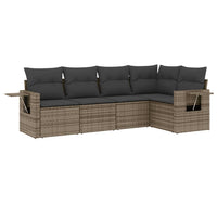 Set Divano da Giardino 5 pz con Cuscini Grigio in Polyrattan 3220129