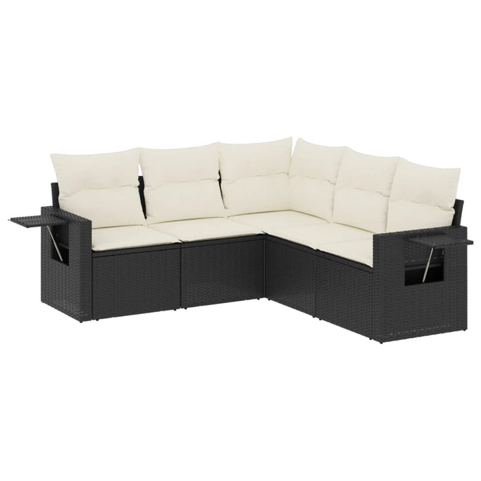 Set Divani da Giardino 5 pz con Cuscini in Polyrattan Nero 3220145