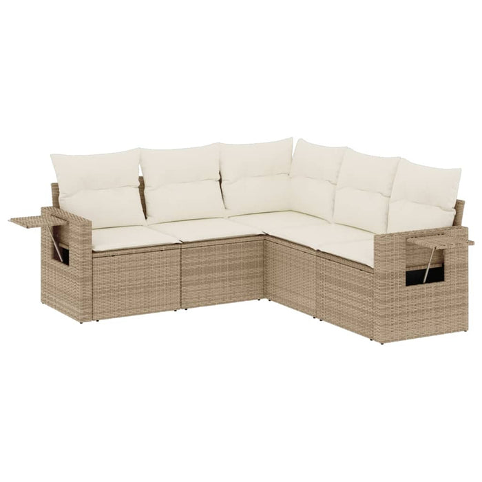 Set Divano da Giardino 5 pz con Cuscini Beige in Polyrattan 3220147