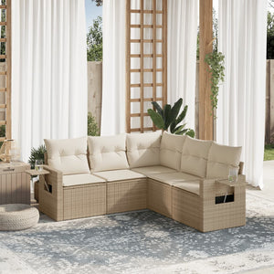 Set Divano da Giardino 5 pz con Cuscini Beige in Polyrattan 3220147