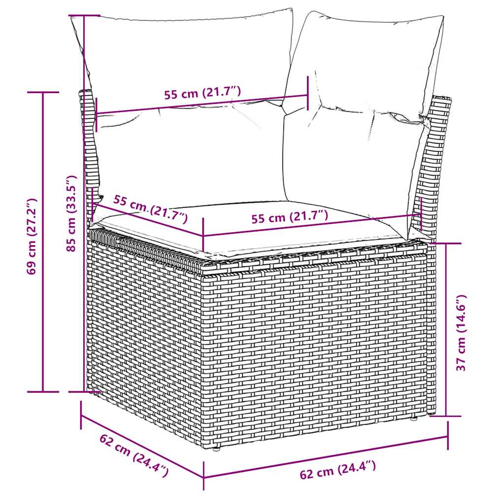 Set Divano da Giardino 5pz con Cuscini Grigio Chiaro Polyrattan 3220151