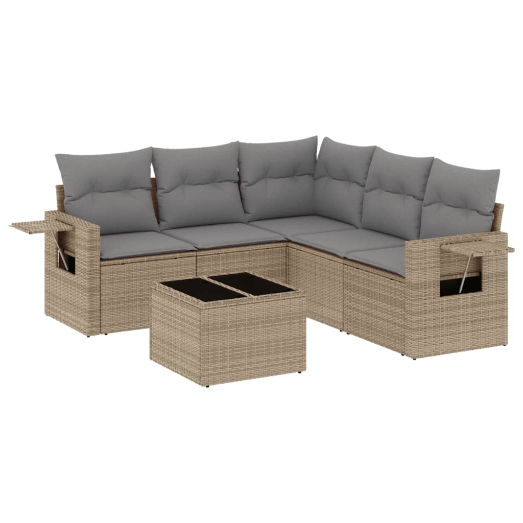 Set Divano da Giardino 6 pz con Cuscini Beige in Polyrattan 3220158