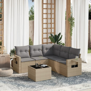 Set Divano da Giardino 6 pz con Cuscini Beige in Polyrattan 3220158