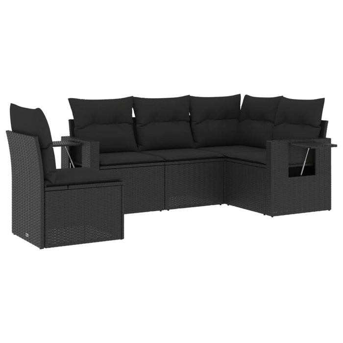 Set Divani da Giardino 5 pz con Cuscini in Polyrattan Nero 3220164