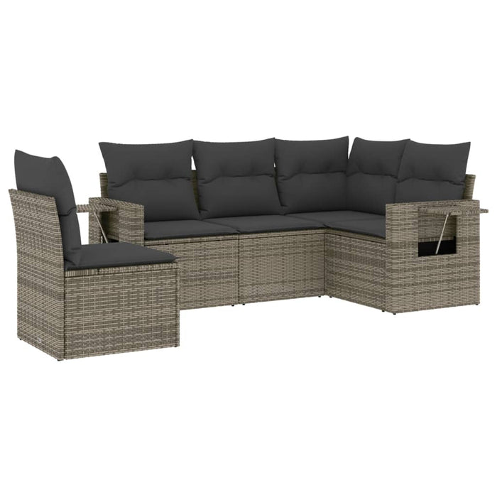 Set Divano da Giardino 5 pz con Cuscini Grigio in Polyrattan 3220169