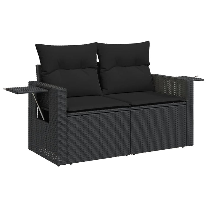 Set Divano da Giardino 6 pz con Cuscini Nero in Polyrattan 3220184