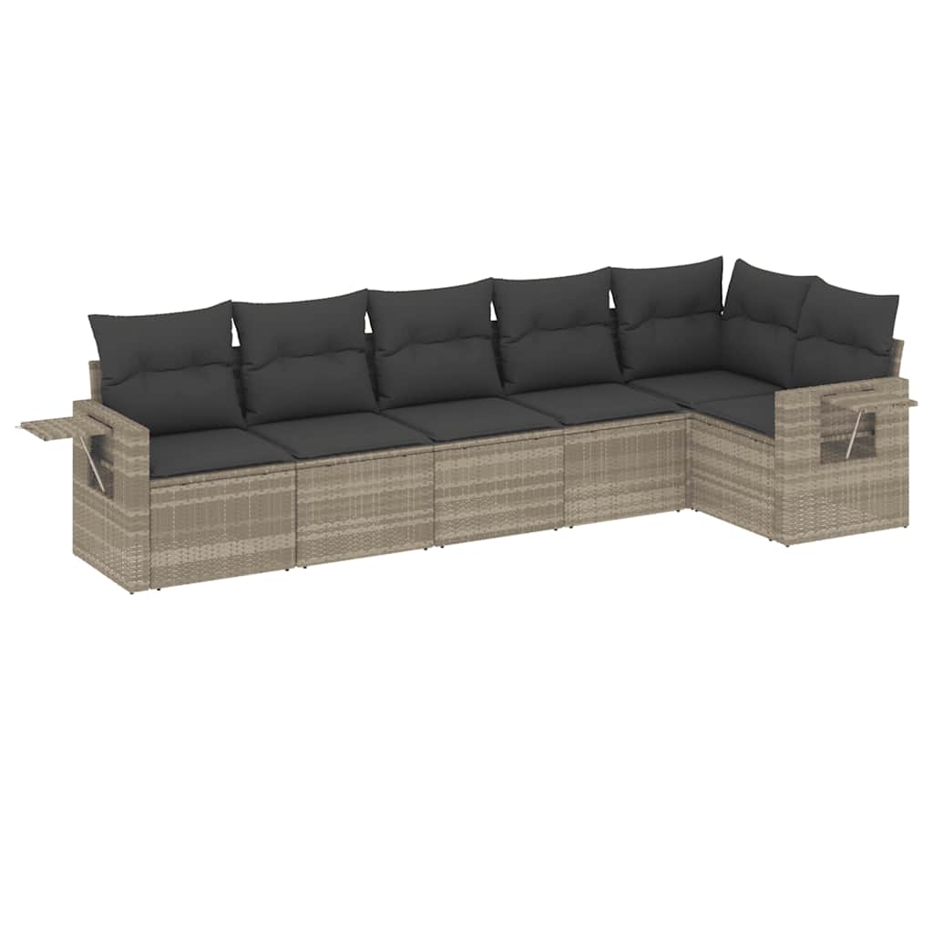 Set Divano da Giardino 6pz con Cuscini Grigio Chiaro Polyrattan 3220191