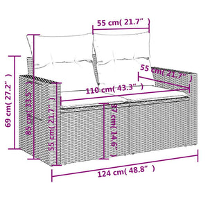 Set Divano da Giardino 6pz con Cuscini Grigio Chiaro Polyrattan 3220191