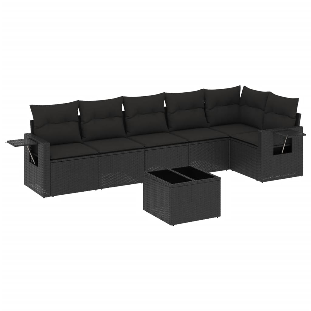 Set Divani da Giardino con Cuscini 7pz Nero Polyrattancod mxl 92424