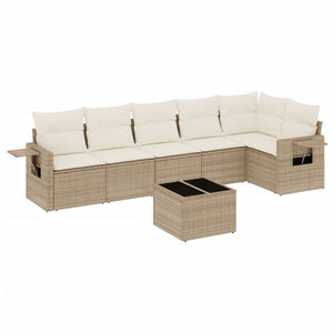 Set Divani da Giardino 7 pz con Cuscini Beige in Polyrattancod mxl 114540