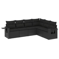 Set Divano da Giardino 6 pz con Cuscini Nero in Polyrattan 3220204