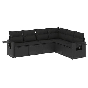 Set Divano da Giardino 6 pz con Cuscini Nero in Polyrattancod mxl 90800