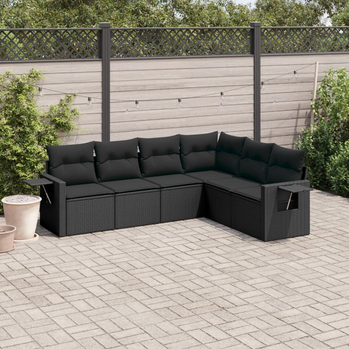 Set Divano da Giardino 6 pz con Cuscini Nero in Polyrattancod mxl 90800