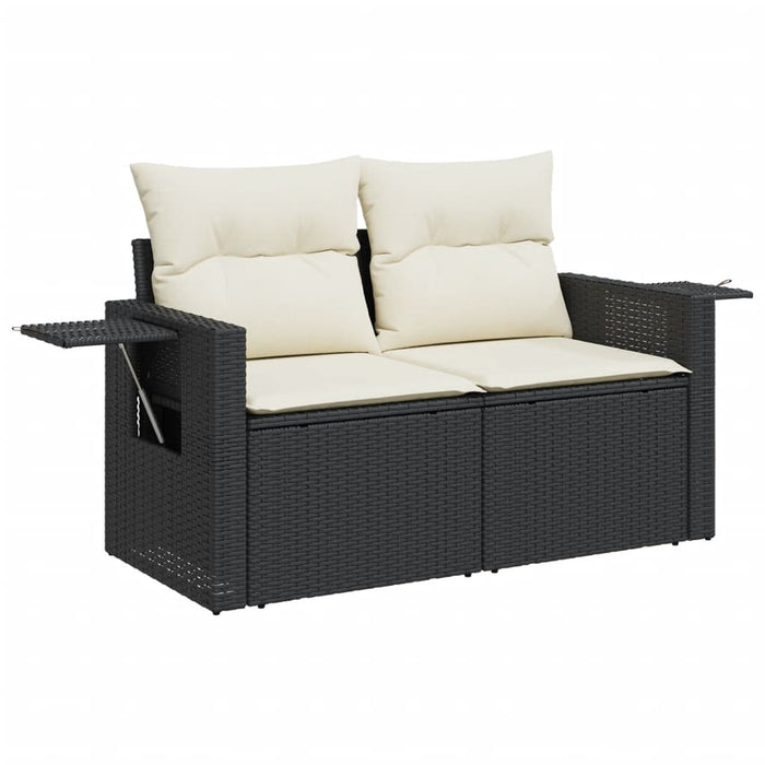 Set Divano da Giardino 6 pz con Cuscini Nero in Polyrattan 3220205