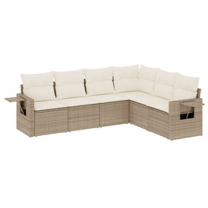 Set Divano da Giardino 6 pz con Cuscini Beige in Polyrattan 3220207