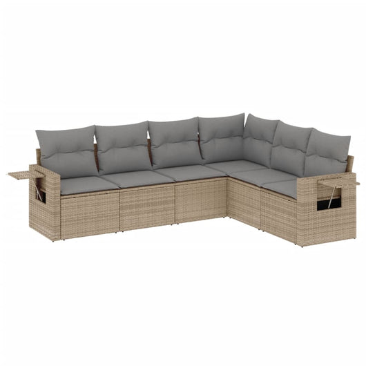 Set Divano da Giardino 6 pz con Cuscini Beige in Polyrattan 3220208