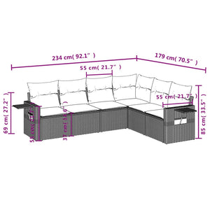 Set Divani da Giardino con Cuscini 7pz Nero Polyrattan 3220214