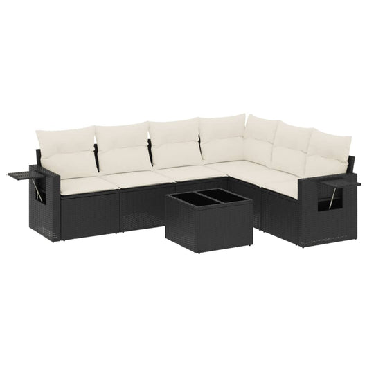 Set Divani da Giardino con Cuscini 7pz Nero Polyrattan 3220215