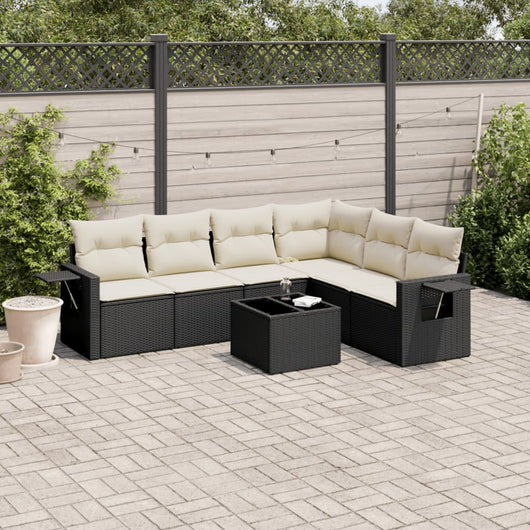 Set Divani da Giardino con Cuscini 7pz Nero Polyrattan 3220215