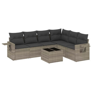 Set Divani da Giardino 7pz con Cuscini Grigio Chiaro Polyrattan 3220221