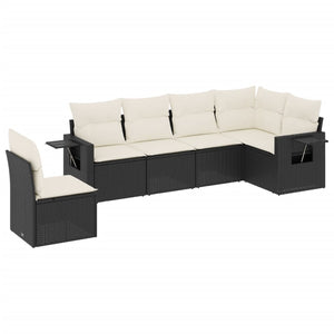 Set Divano da Giardino 6 pz con Cuscini Nero in Polyrattancod mxl 89311