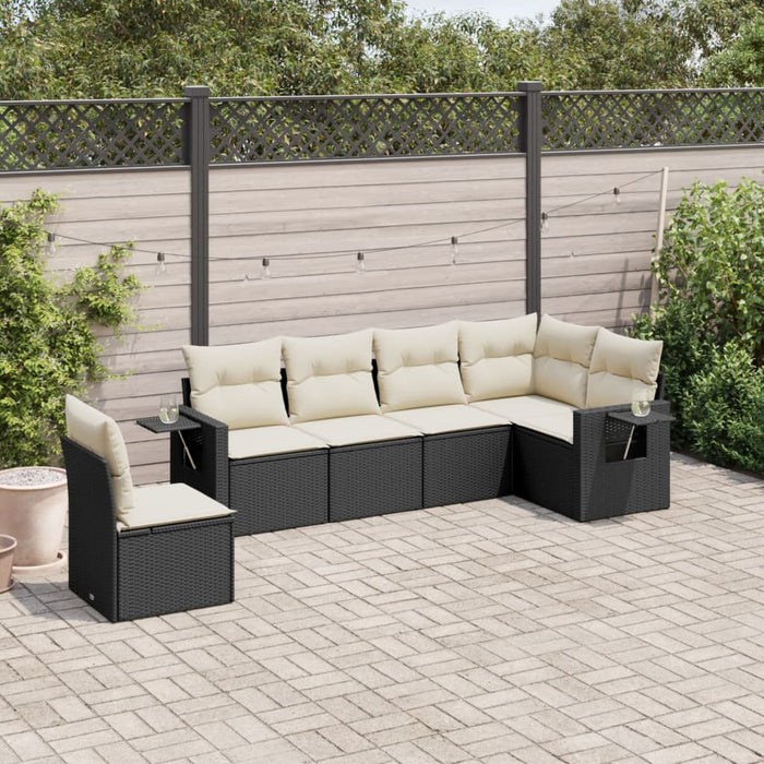 Set Divano da Giardino 6 pz con Cuscini Nero in Polyrattancod mxl 89311