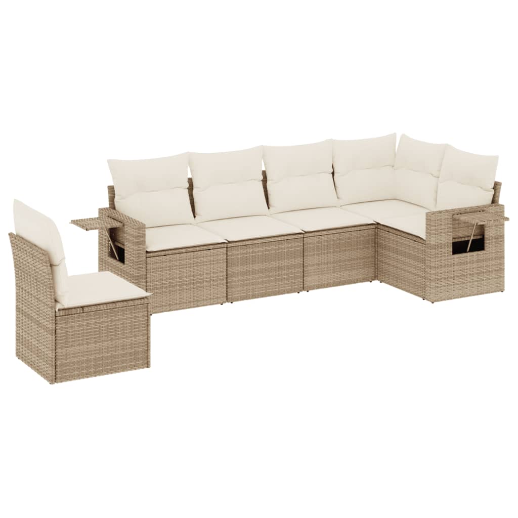 Set Divano da Giardino 6 pz con Cuscini Beige in Polyrattancod mxl 90448