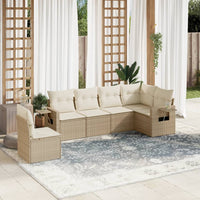 Set Divano da Giardino 6 pz con Cuscini Beige in Polyrattancod mxl 90448