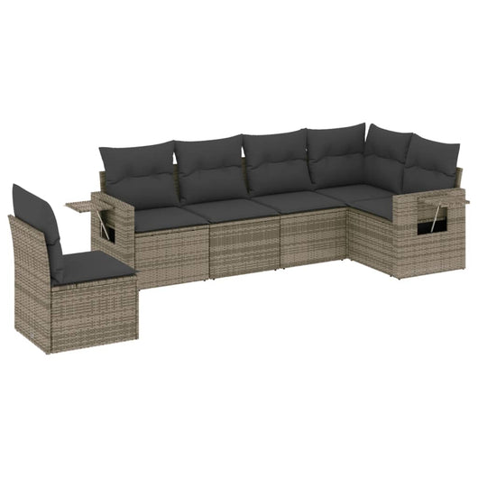 Set Divano da Giardino 6 pz con Cuscini Grigio in Polyrattan 3220229